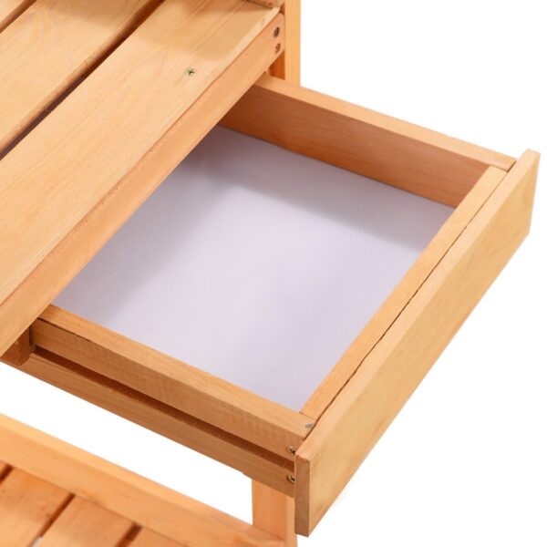 Outdoor Home Garden Wooden Potting Bench with Storage Drawer - Image 3