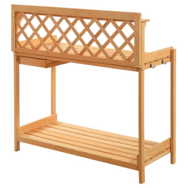 Outdoor Home Garden Wooden Potting Bench with Storage Drawer - Image 4