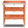 Outdoor Garden Wood Potting Bench Storage Shelf with Metal Top - Image 4