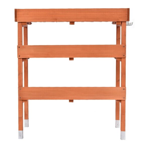 Outdoor Garden Wood Potting Bench Storage Shelf with Metal Top - Image 5