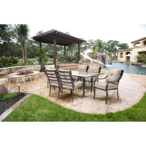 7-Piece Outdoor Patio Furniture Metal Dining Set with Cushions - Image 2