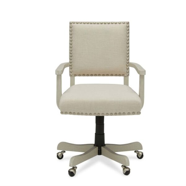 Oatmeal Linen Upholstered Adjustable Height Tilt Task Office Chair - Image 3