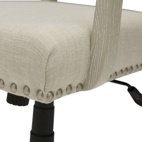 Oatmeal Linen Upholstered Adjustable Height Tilt Task Office Chair - Image 5