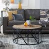 Round Metal and Wood Drum Shaped Coffee Table - Image 3