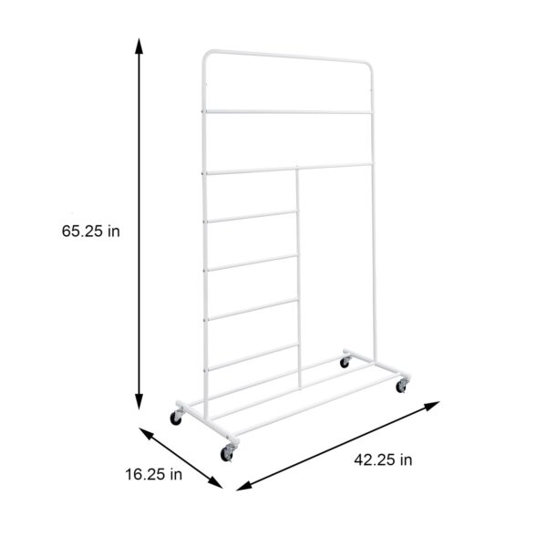 White Rolling Multi Use Laundry Clothes Drying Rack - Image 5