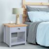 Gray Oak Finish Wood Top 1-Drawer Sofa Table Nightstand with Bottom Shelf - Image 2