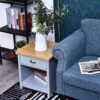 Gray Oak Finish Wood Top 1-Drawer Sofa Table Nightstand with Bottom Shelf - Image 4