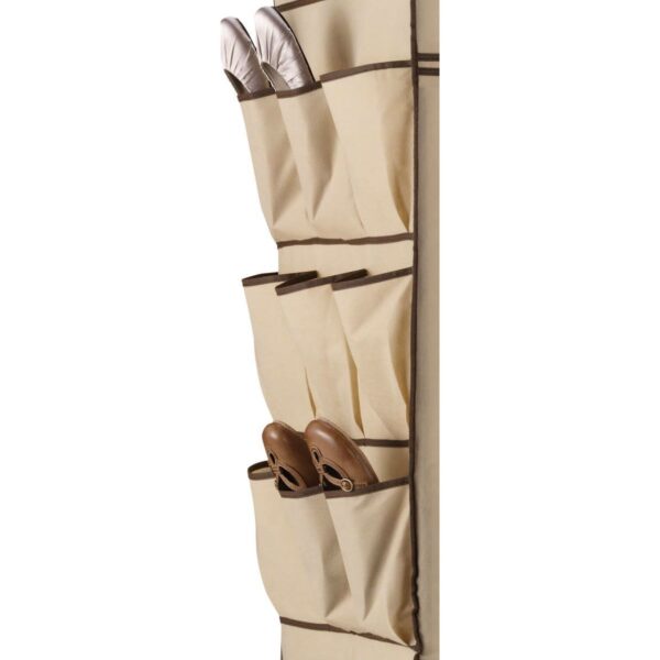 Khaki Double Door Wardrobe Portable Clothes Closet with Shoe Storage - Image 3