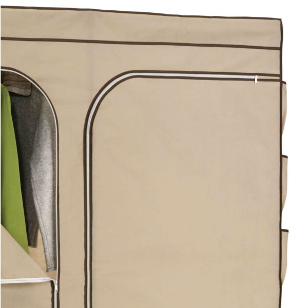 Khaki Double Door Wardrobe Portable Clothes Closet with Shoe Storage - Image 4