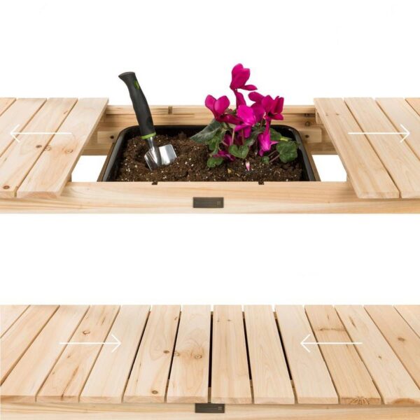 Outdoor Garden Wood Potting Bench Expandable Top with Food Grade Plastic Sink - Image 5