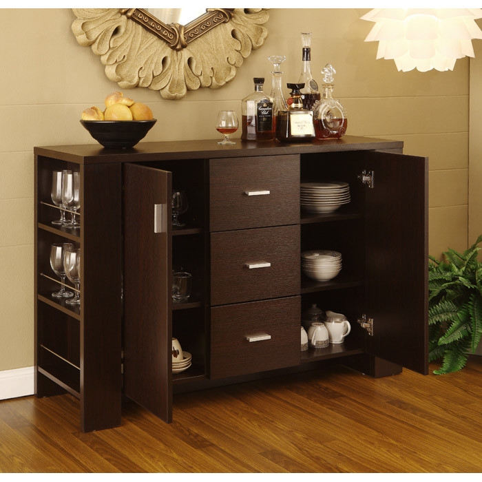 Modern Dining Buffet Sideboard Server in Cappuccino Finish - Image 2