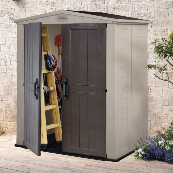 Outdoor 3 x 6-ft Storage Shed in Taupe Brown Polypropylene - Image 3