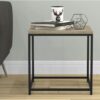 Modern Metal Frame End Table Nightstand with Taupe Finish Wood Top Side Table - Image 2