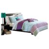 Full/Queen 5-Piece Comforter Set in Purple White Teal Circles & Stripes - Image 2