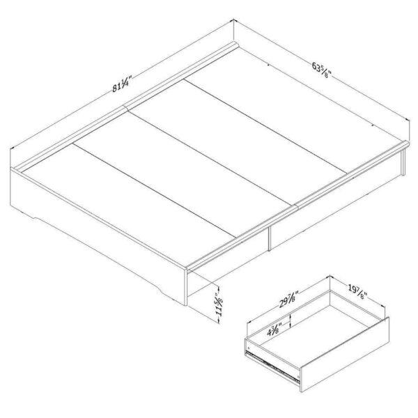 Queen size Modern White Platform Bed Frame with 2 Storage Drawers - Image 2