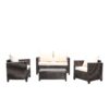 Modern 4-Piece Outdoor Resin Wicker Patio Furniture Set with Beige Cushions
