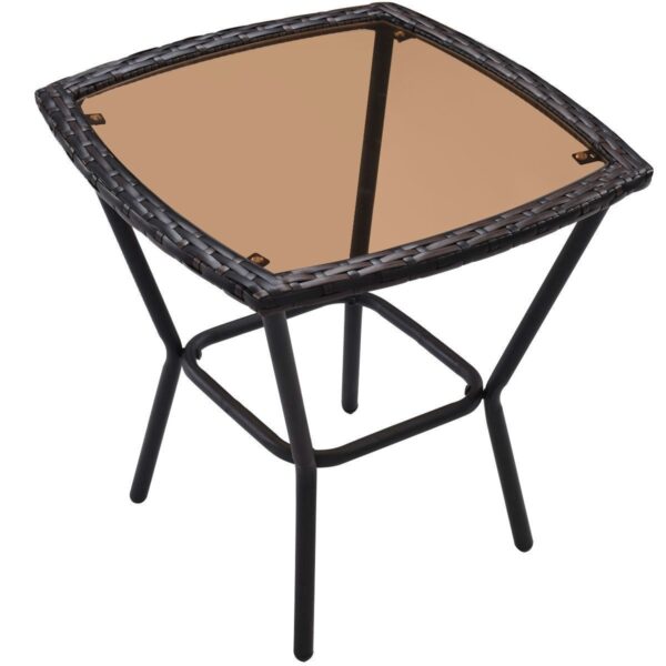 Red 3 Piece Patio Set Rattan Wicker Rocking Chairs with Coffee Table - Image 3