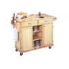 Natural Wood Finish Kitchen Island Cart with Locking Casters - Image 3