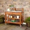 Rust Resistant Steel Top Potting Bench Work Table with Locking Casters - Image 2