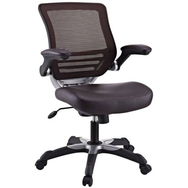 Modern Brown Mesh Back Ergonomic Office Chair  with Flip-up Arms - Image 2