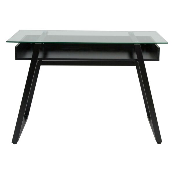 Modern Black Frame Glass Top Computer Desk Writing Table with Open Shelf - Image 2