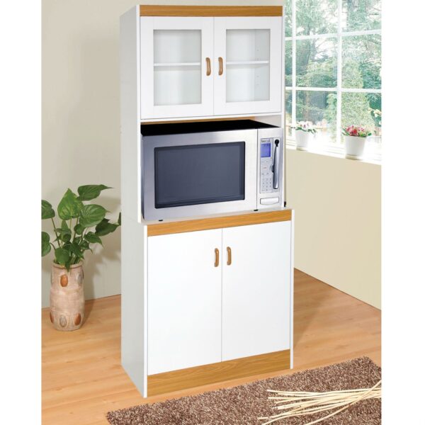 Tall Kitchen Storage Cabinet Cupboard with Microwave Space - Image 2