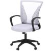 White Modern Mid-Back Office Desk Chair Ergonomic Mesh with Armrest on Wheels - Image 3