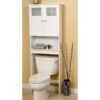 White Space Saving Over Toilet Bathroom Storage Cabinet with Glass Panel Doors - Image 2