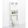 White Space Saving Over Toilet Bathroom Storage Cabinet with Glass Panel Doors - Image 3