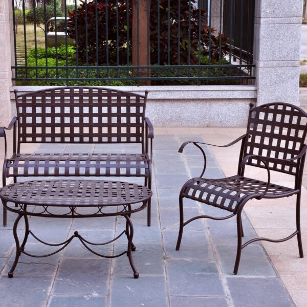 3-Piece Wrought Iron Patio Furniture Lounge Seating Group Set - Image 2