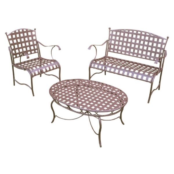 3-Piece Wrought Iron Patio Furniture Lounge Seating Group Set - Image 3
