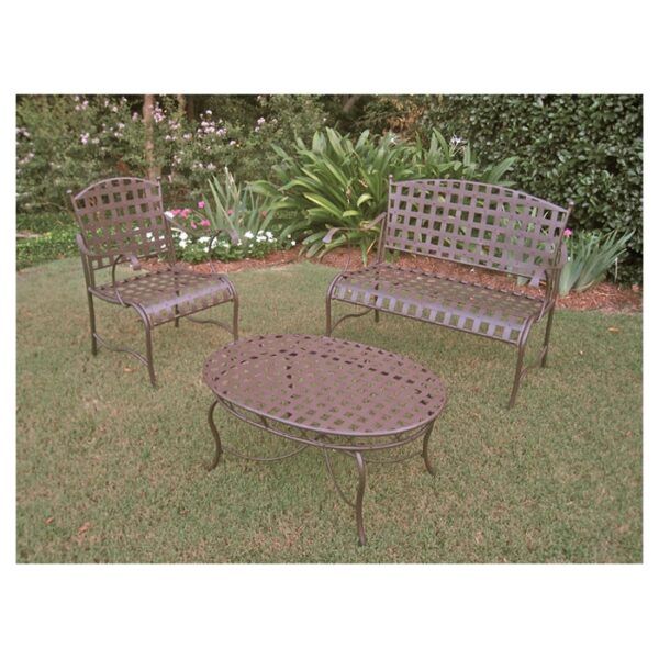 3-Piece Wrought Iron Patio Furniture Lounge Seating Group Set - Image 4