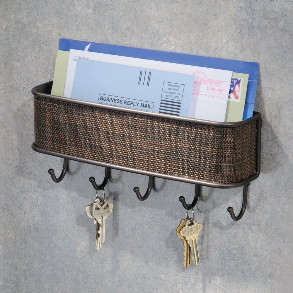 Wall Mount Mail Holder with Key Hooks - Image 2