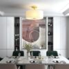 Modern 3-Light Ceiling Mount Glass Pendant Drum Lamp Chandelier White Bronze - Image 2