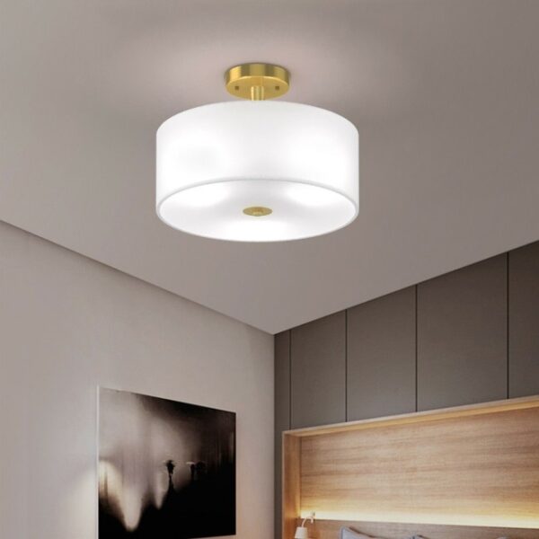 Modern 3-Light Ceiling Mount Glass Pendant Drum Lamp Chandelier White Bronze - Image 3