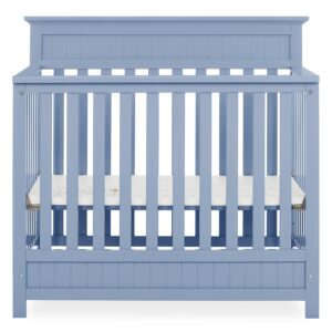 Pine Wood 4-in-1 Modern Convertible Crib Toddler Bed Daybed Baby Blue Finish