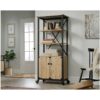 Mesquite FarmHome 3 Tier Entryway Bookcase Storage Cabinet Fixed Casters - Image 2