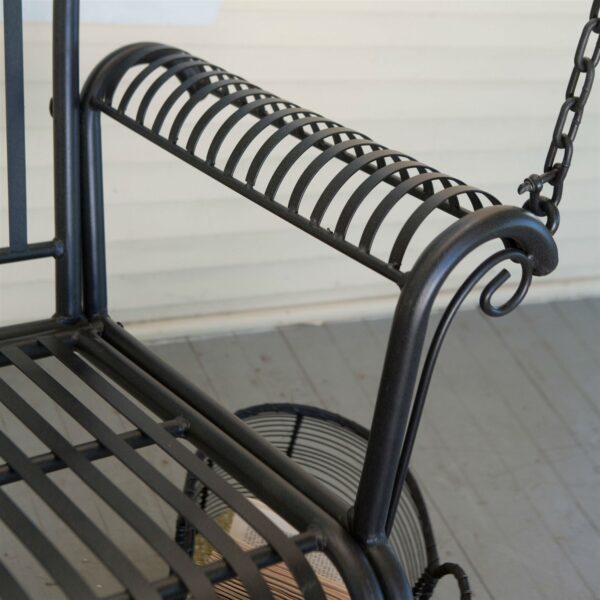 Wrought Iron Outdoor Patio 4-Ft Porch Swing in Black - Image 3