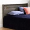Full/Queen Size Modern Grey Storage Bookcase Panel Headboard - Image 2