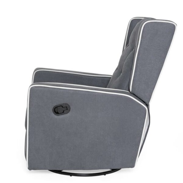 Modern Gray Wingback Polyester Upholstered Swivel Recliner Rocking Chair - Image 4