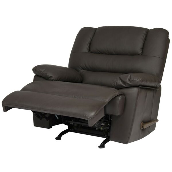 Sturdy Brown Padded Faux Leather Rocking Recliner Chair - Image 3