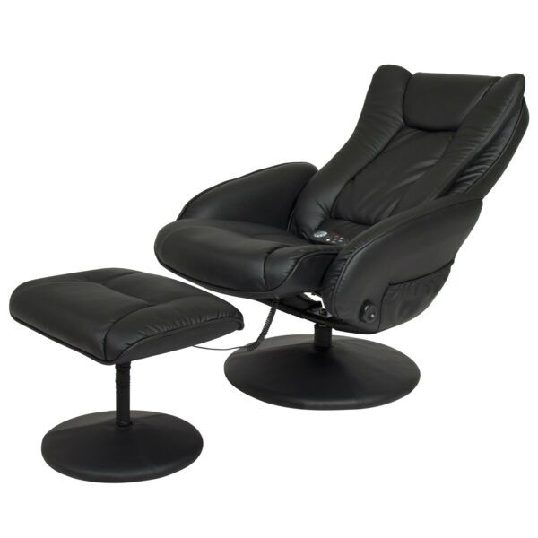 Sturdy Black Faux Leather Electric Massage Recliner Chair w/ Ottoman - Image 3