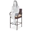 Set of 2 Brown Indoor/Outdoor Wicker Bar Stools w/ 2 Tan Cushions - Image 4