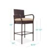 Set of 2 Brown Indoor/Outdoor Wicker Bar Stools w/ 2 Tan Cushions - Image 5