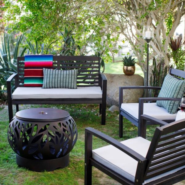 5 Piece Espresso Gas Burning Fire Pit Patio Set - Image 2