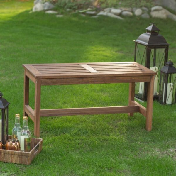 3 Piece Natural Wood Burning Backless Benches Fire Pit Table Set - Image 2