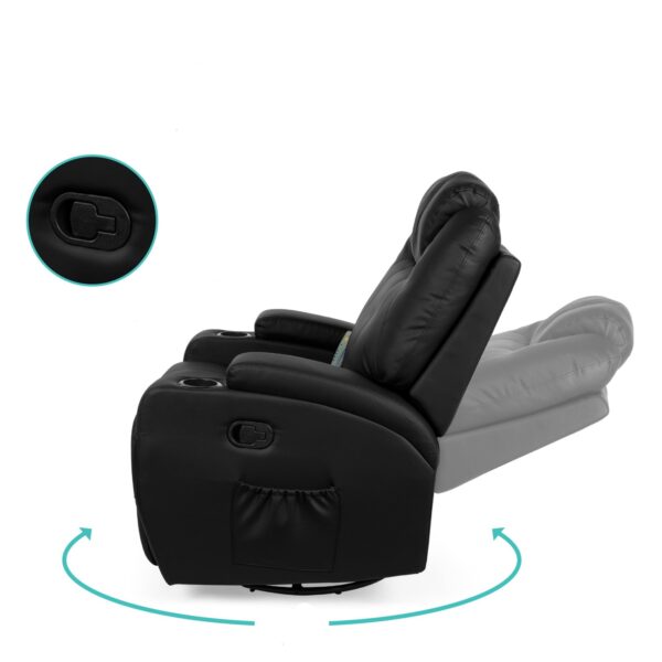 Black Swivel Heat & Massage Recliner Chair 5 Modes Remote Control - Image 4