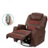 Brown Swivel Heat & Massage Recliner Chair 5 Modes Remote Control - Image 3