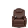 Brown Swivel Heat & Massage Recliner Chair 5 Modes Remote Control - Image 5