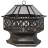 24 Inch Steel Distressed Bronze Lattice Design Fire Pit With Cover - Image 2